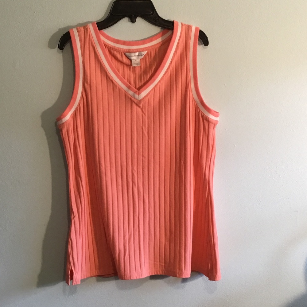 Christopher & Banks Peach Ribbed Tank Top